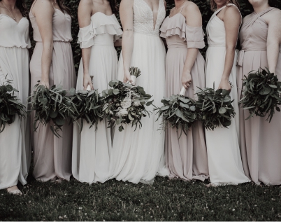 Matching bridesmaid dresses